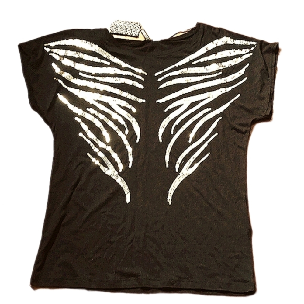 H&M DIVIDED BLACK SEQUINED TEE SIZE 8
